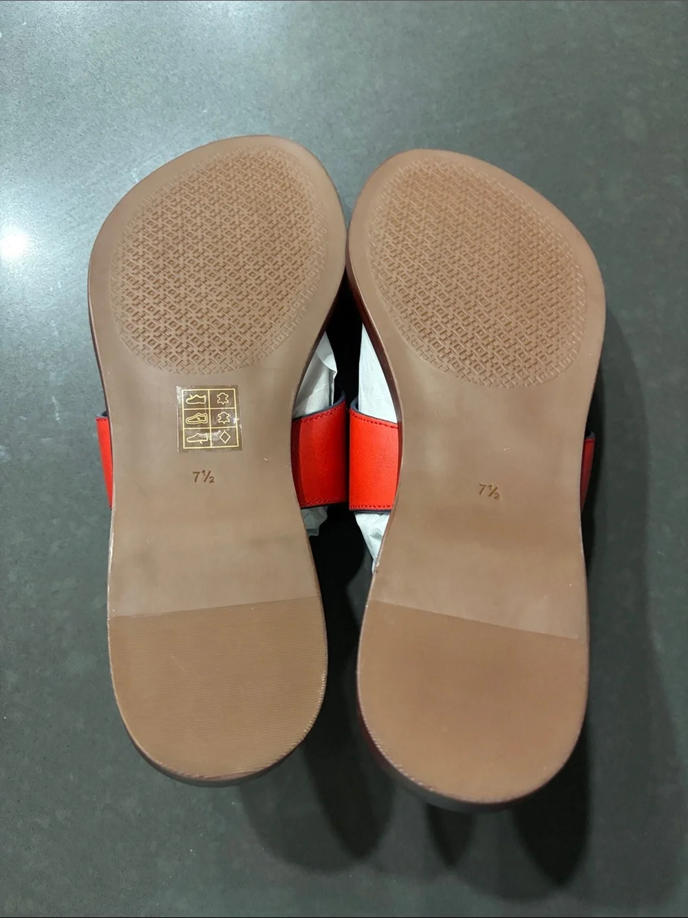 NWOT Tory Burch Red Leather Logo Thong Slide Sandals